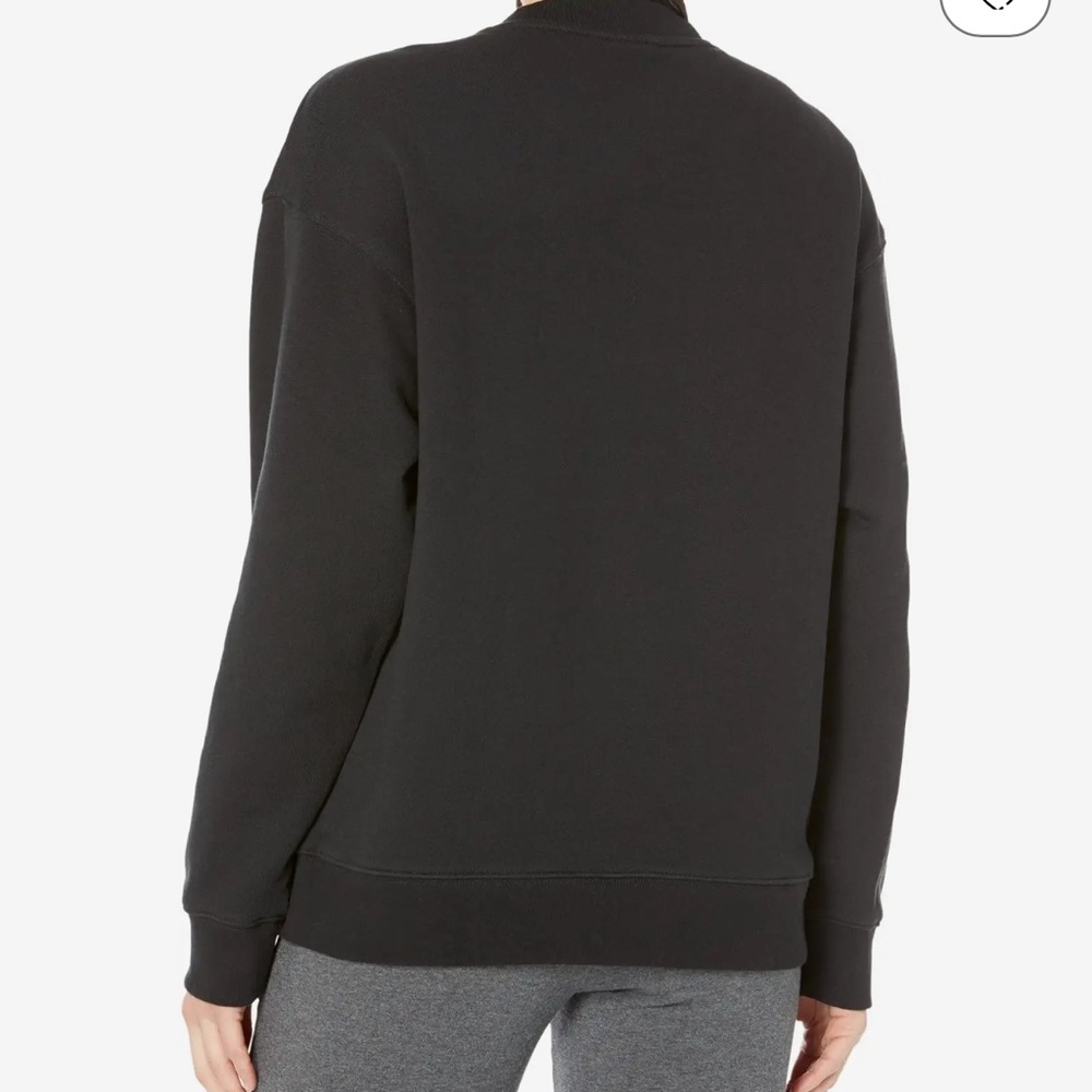 ADIDAS Loose Fit Black Crew Neck Sweatshirt Large Trefoil Logo S Small EUC $60 - Picture 2 of 11